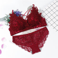 Load image into Gallery viewer, Sexy Red Lace Bra Set
